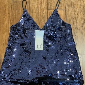 Zara Navy Sequin Tank Top